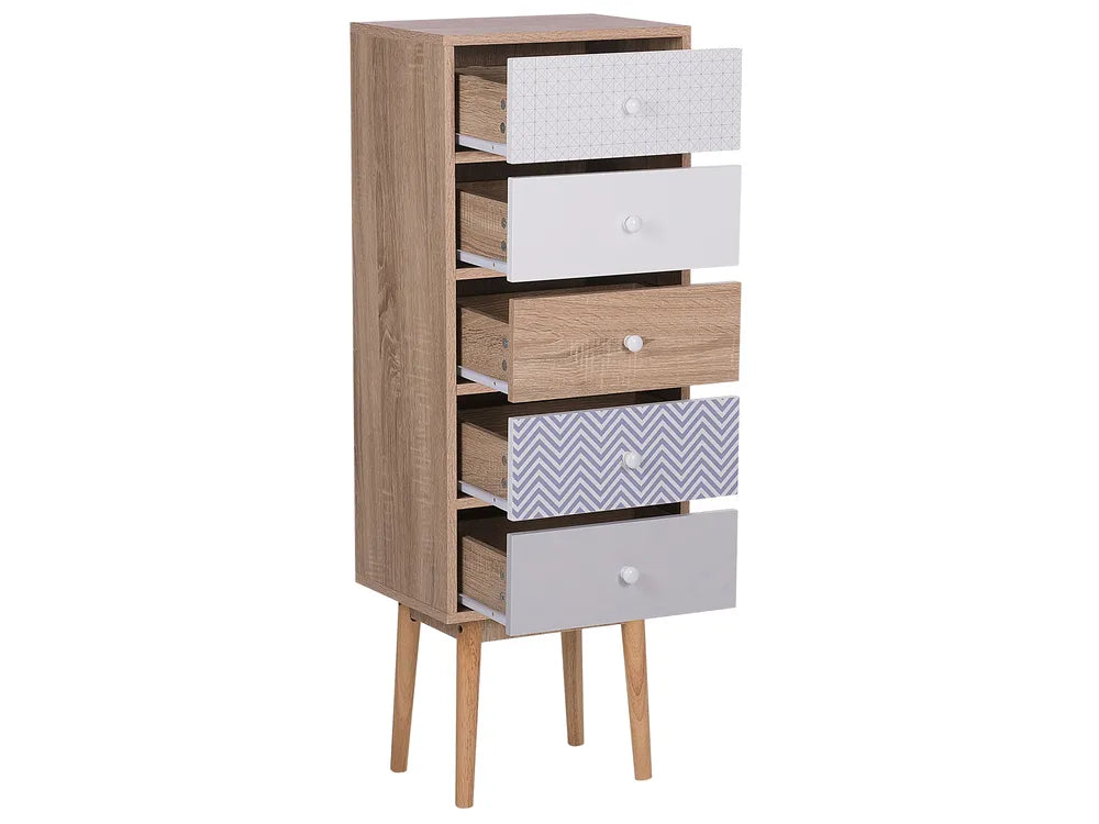 5 Drawer Chest Multicolour Scandinavian Style Lantara