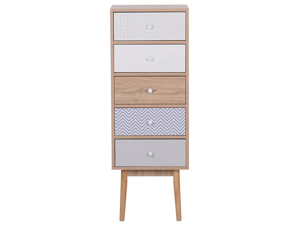 5 Drawer Chest Multicolour Scandinavian Style Lantara