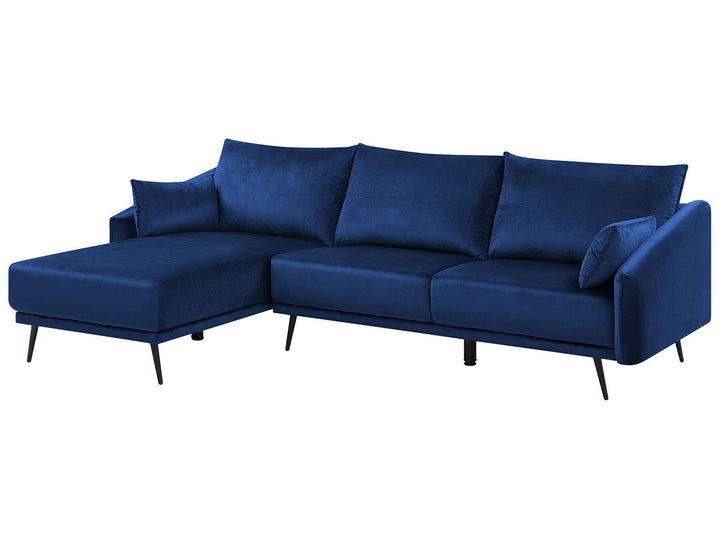Varde Right Hand Velvet Corner Sofa Navy Blue