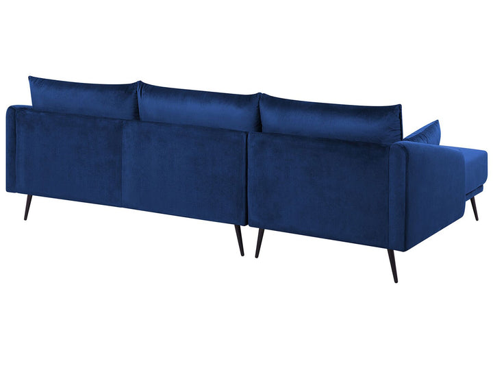 Varde Right Hand Velvet Corner Sofa Navy Blue