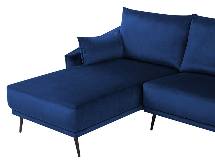 Varde Right Hand Velvet Corner Sofa Navy Blue