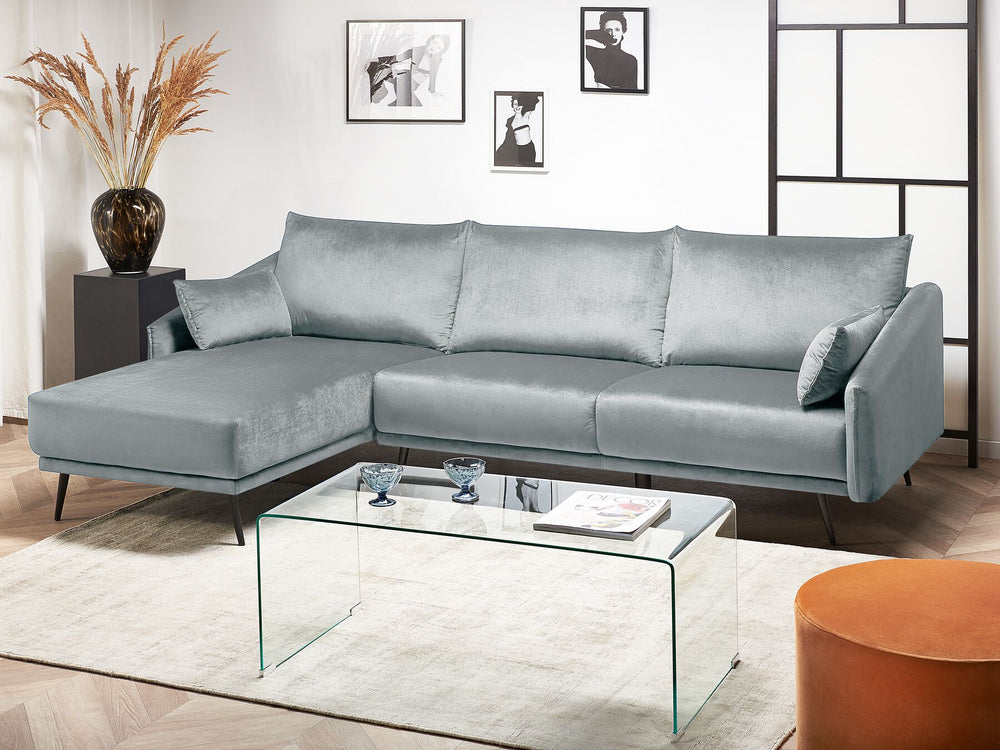 Varde Right Hand Velvet Corner Sofa Grey