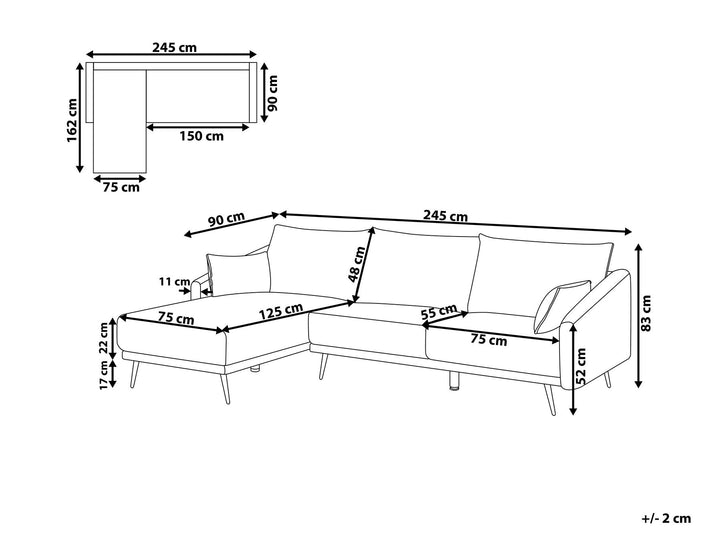 Varde Right Hand Velvet Corner Sofa Grey