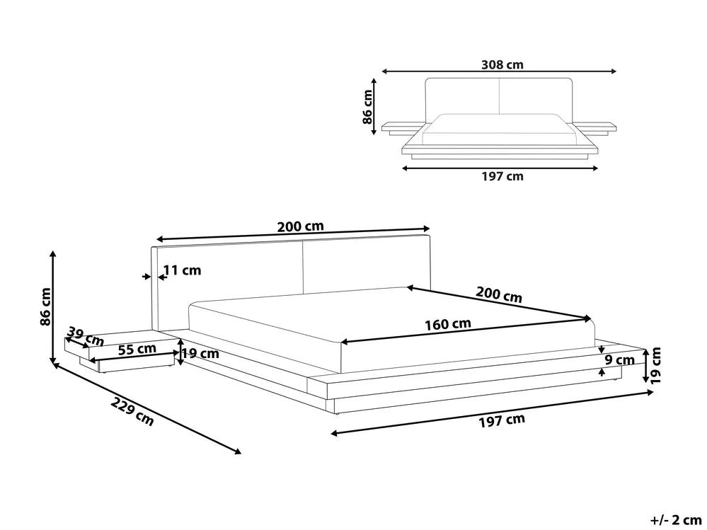 Waterbed Faux Leather 160 x 200 cm (EU King Size) White Sab