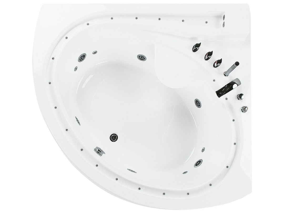 Left Hand Whirlpool Corner Bath with LED 2060 x 1480 mm White Pelican