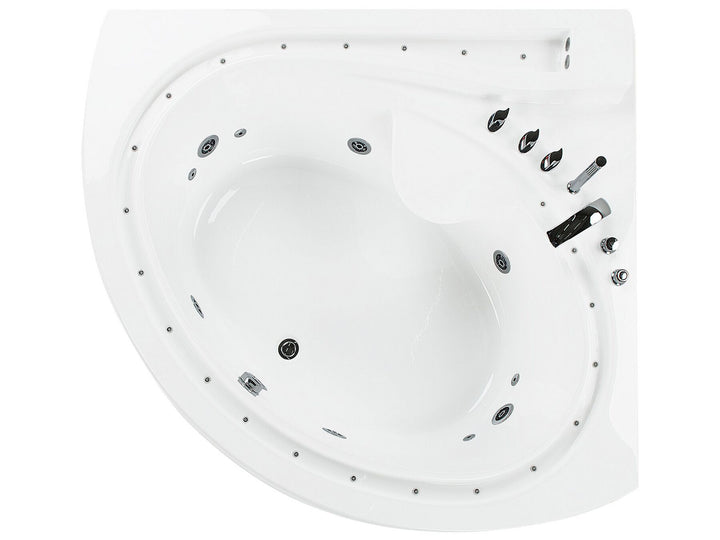 Left Hand Whirlpool Corner Bath with LED 2060 x 1480 mm White Pelican