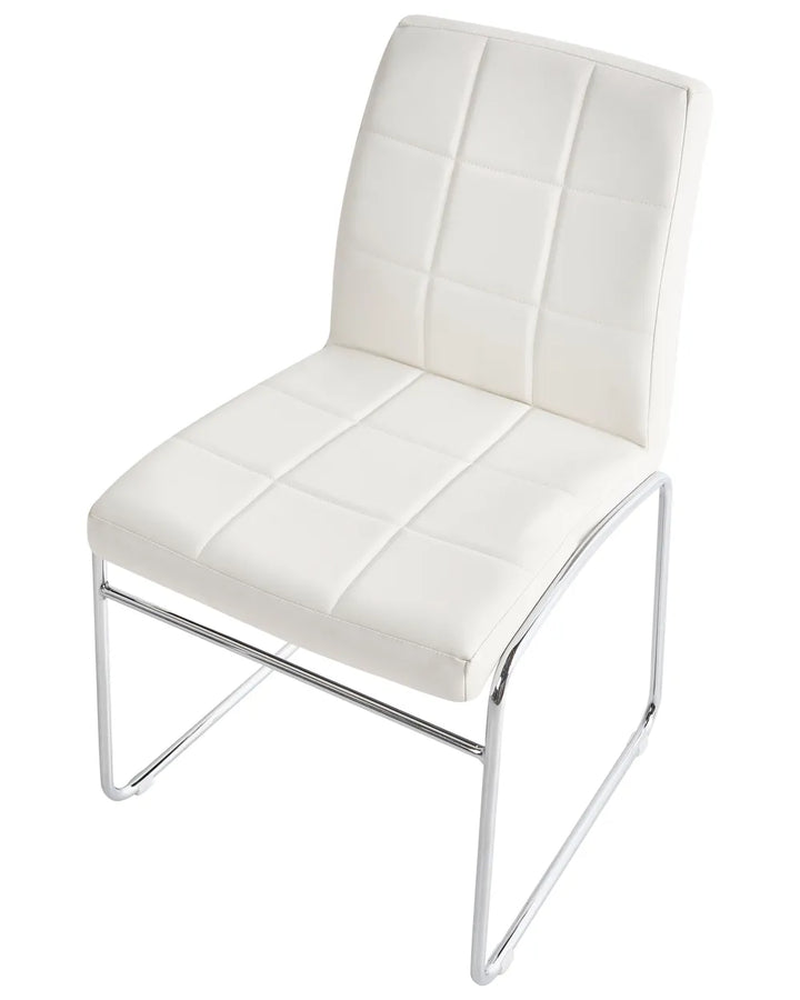 Set of 2 Dining Chairs Faux Leather White Franco