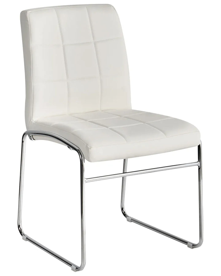 Set of 2 Dining Chairs Faux Leather White Franco