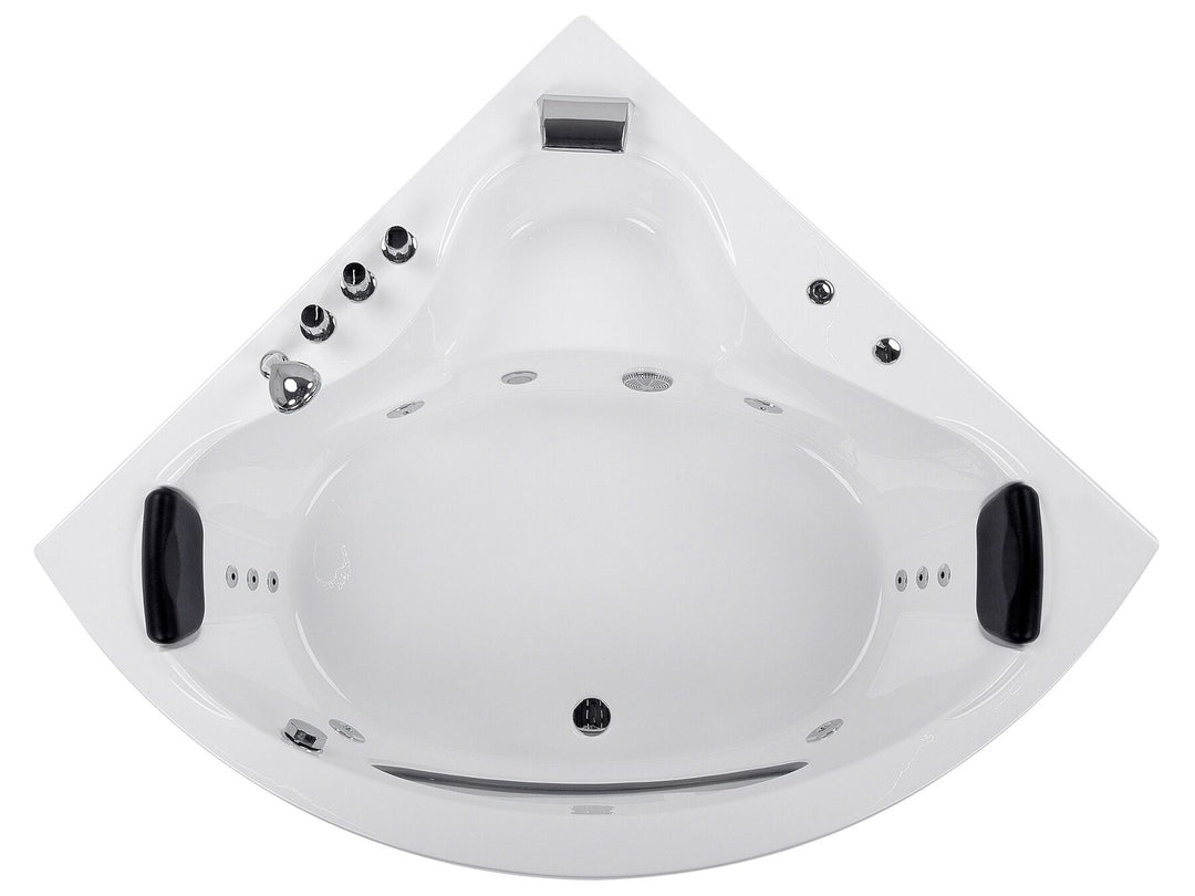 Whirlpool Corner Bath with LED 1900 x 1380 mm cm White Tocoa