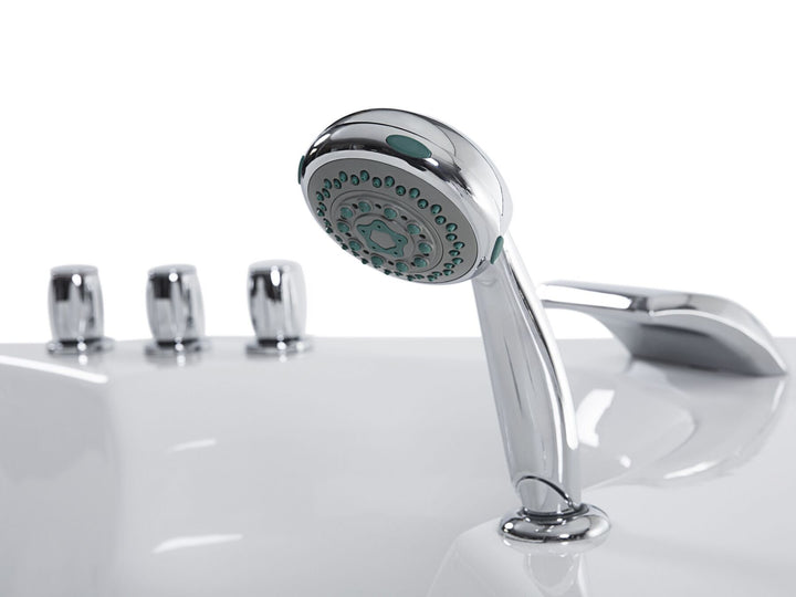 Whirlpool Corner Bath with LED 2500 x 1500 mm White Senado