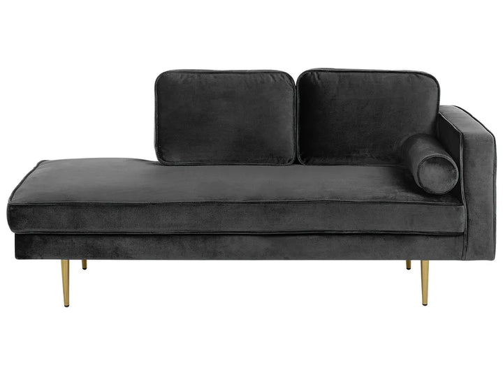 Right-Hand Chaise Lounge Velvet Black Alhertine