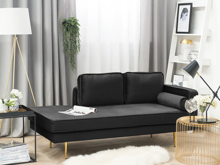 Right-Hand Chaise Lounge Velvet Black Alhertine