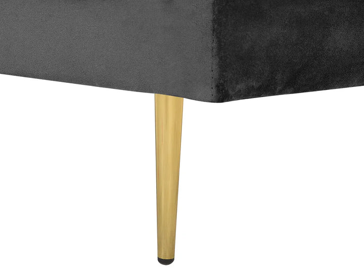 Left-Hand Chaise Lounge Velvet Black Alhertine