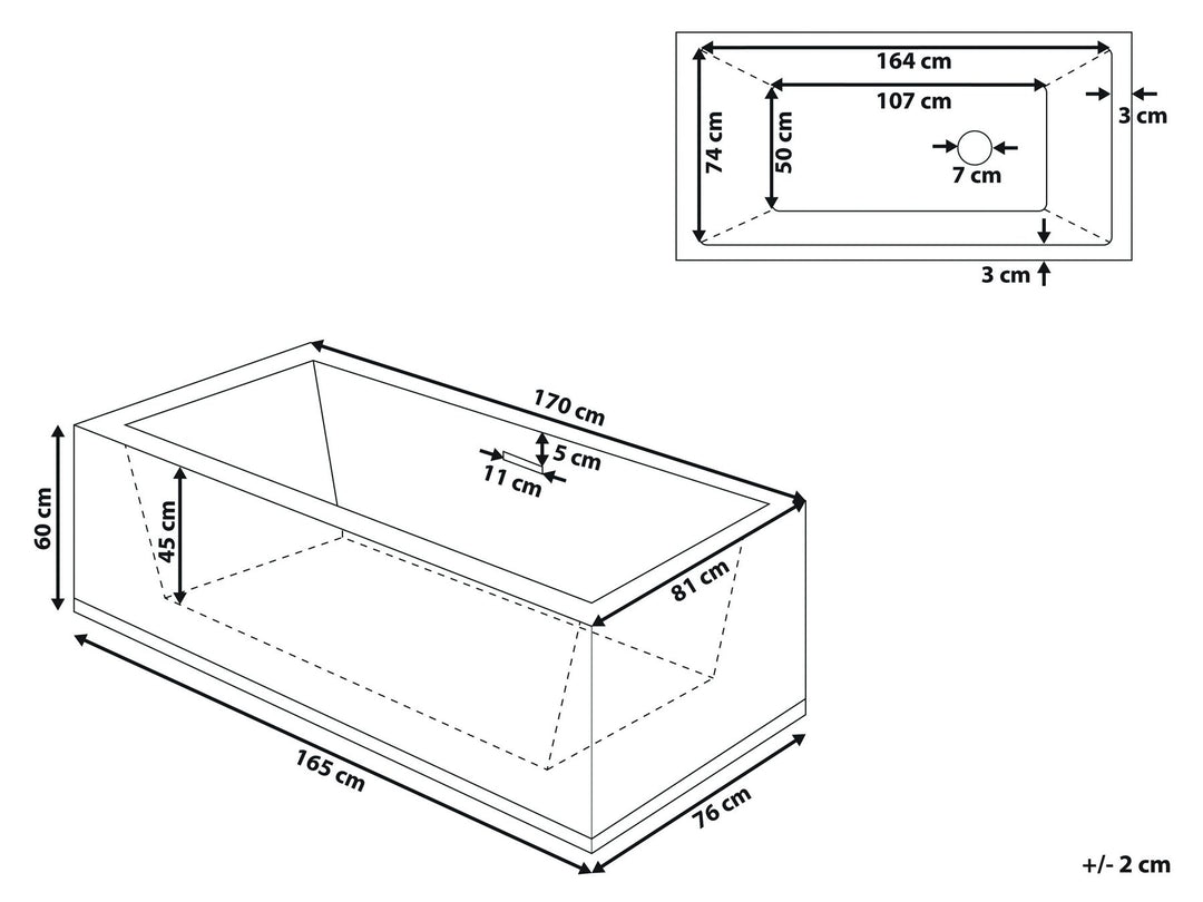 Freestanding Bath 1700 x 810 mm Black Rios