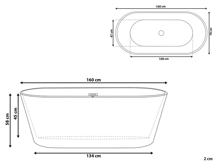 Freestanding Bath 1600 x 800 mm White Havana