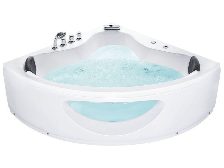 Whirlpool Corner Bath with LED 2050 x 1460 mm White Tocoa