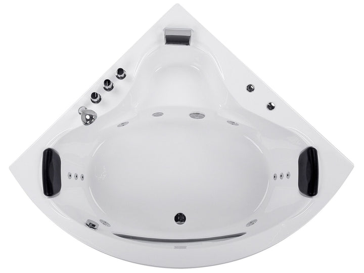 Whirlpool Corner Bath with LED 2050 x 1460 mm White Tocoa
