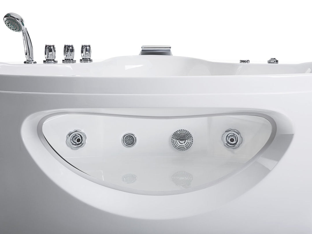 Whirlpool Corner Bath with LED 2050 x 1460 mm White Tocoa