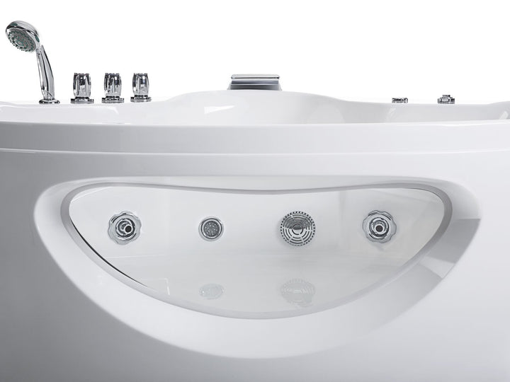 Whirlpool Corner Bath with LED 2050 x 1460 mm White Tocoa