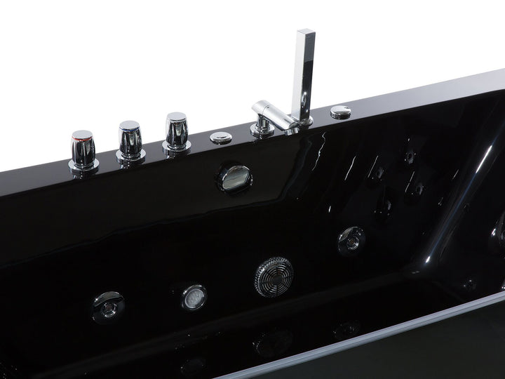 Whirlpool Bath with LED 1530 mm Black Samana