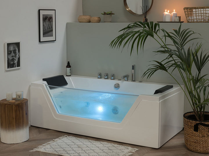 Whirlpool Bath with LED 1530 mm White Samana