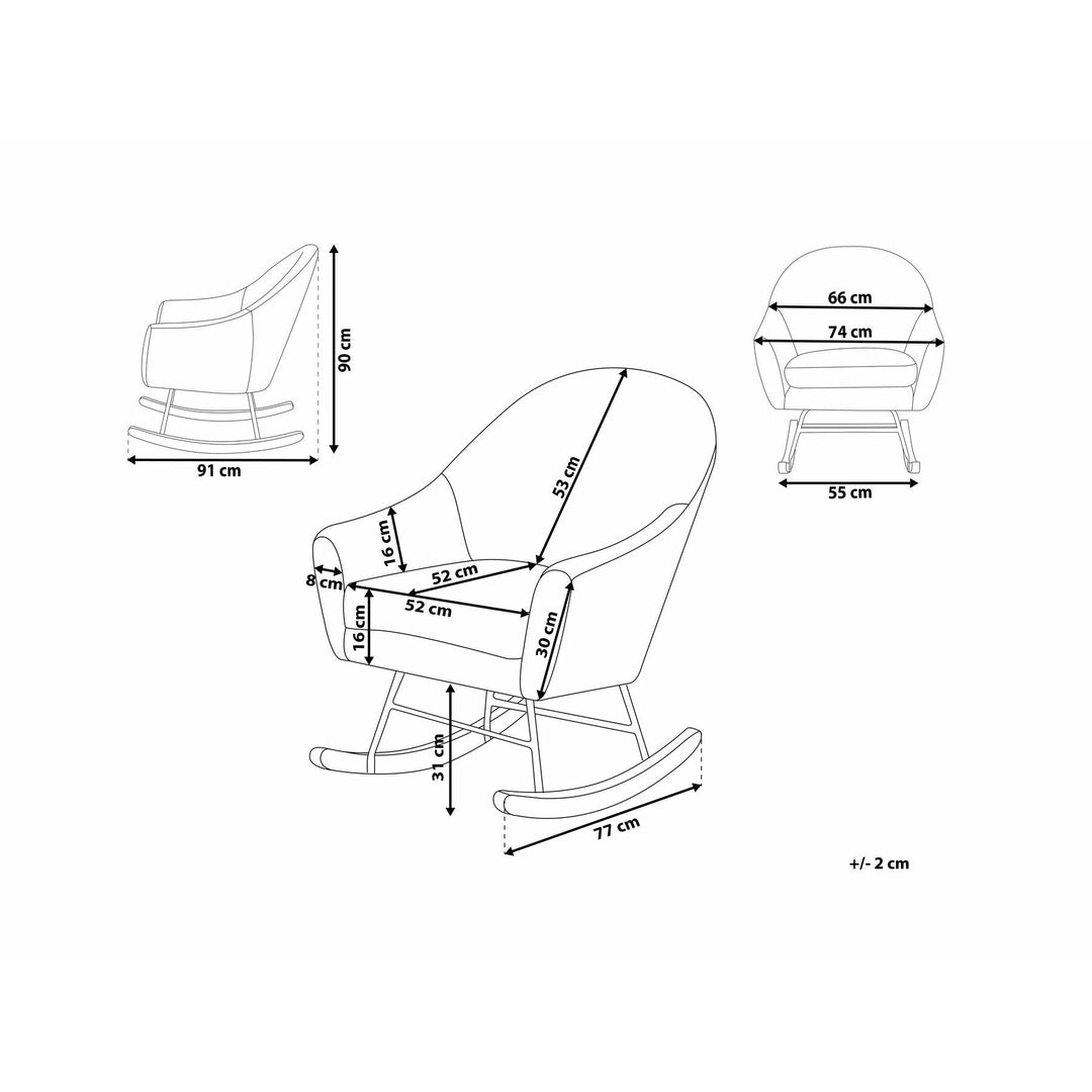 Oxie Rocking Chair Velvet Light Grey