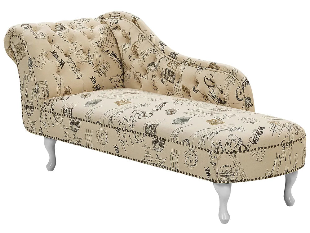 Left-Hand Chaise Lounge Fabric Beige Davene