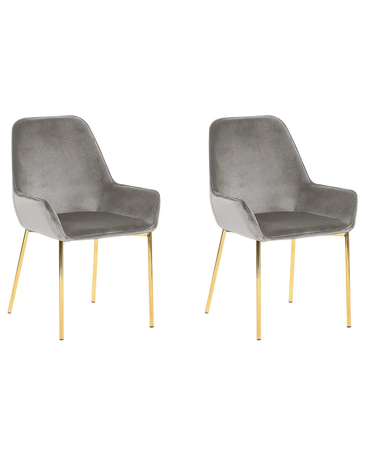 Set of 2 Dining Chairs Velvet Grey Ophelia