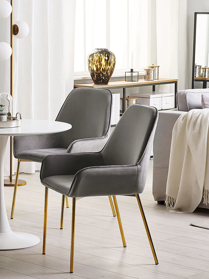 Set of 2 Dining Chairs Velvet Grey Ophelia