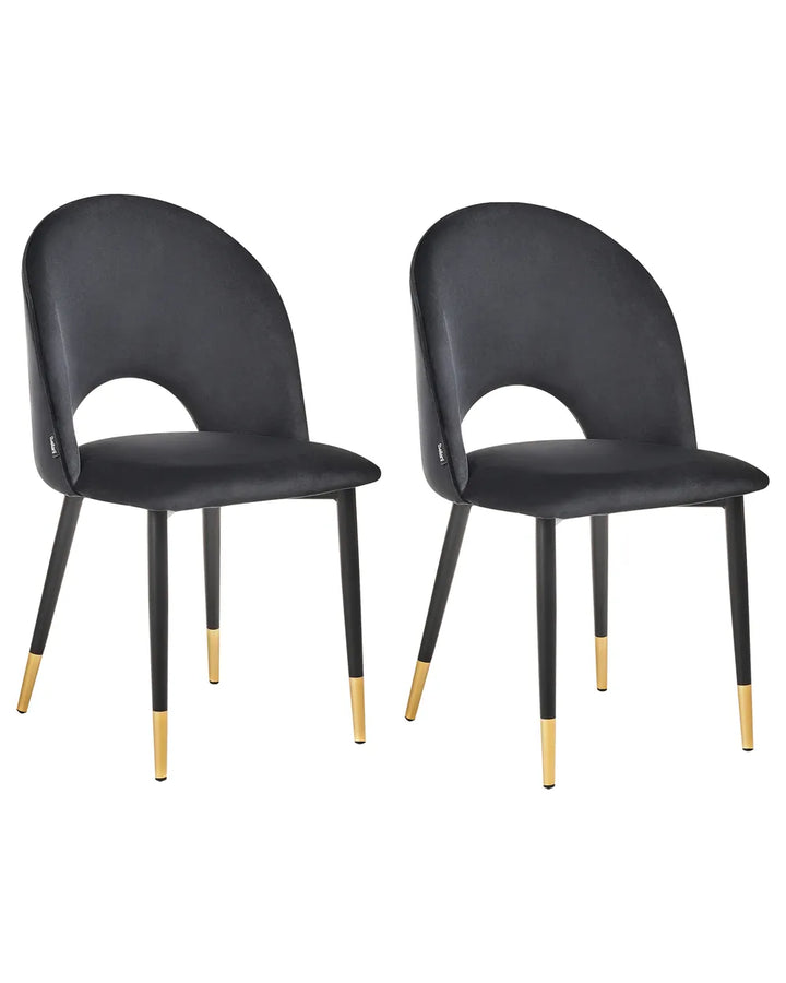 Set of 2 Dining Chairs Velvet Black Xera