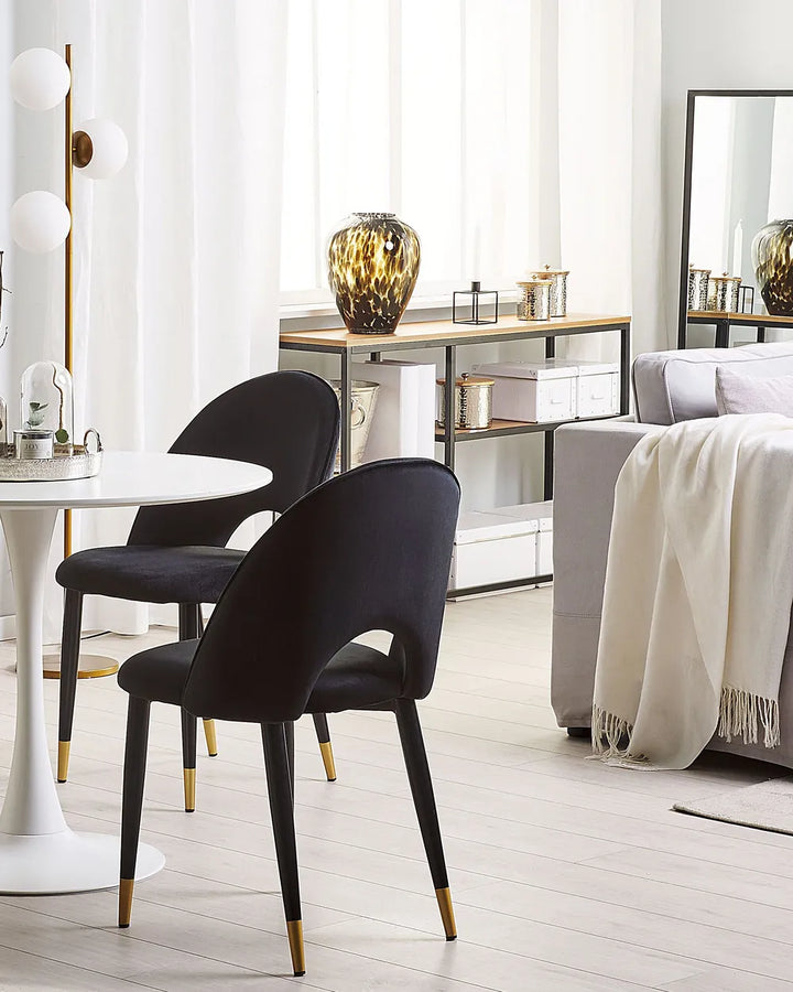 Set of 2 Dining Chairs Velvet Black Xera