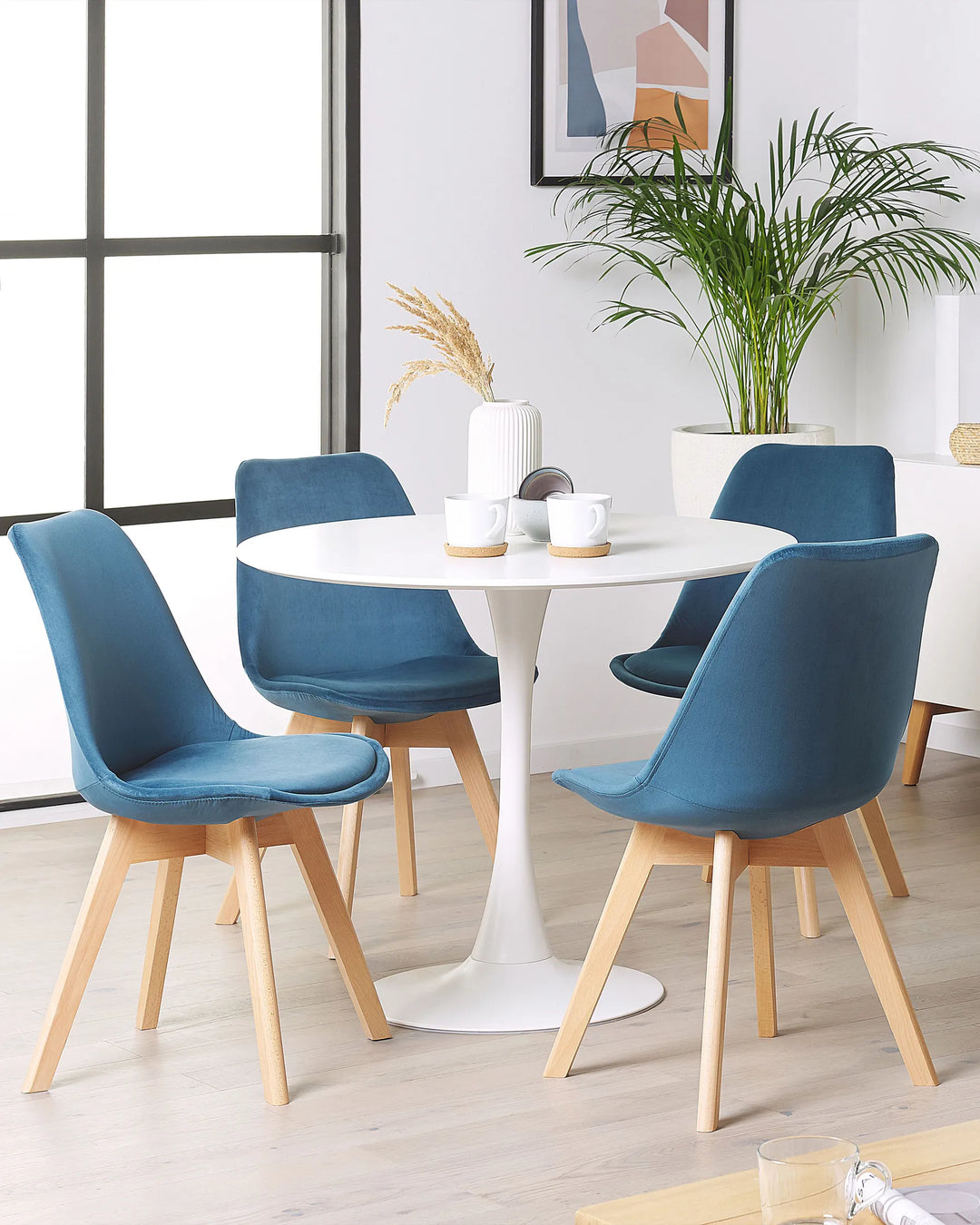 Set of 2 Dining Chairs Velvet Blue Jasper II