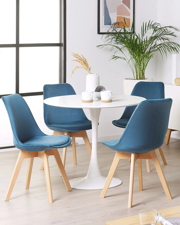 Set of 2 Dining Chairs Velvet Blue Jasper II