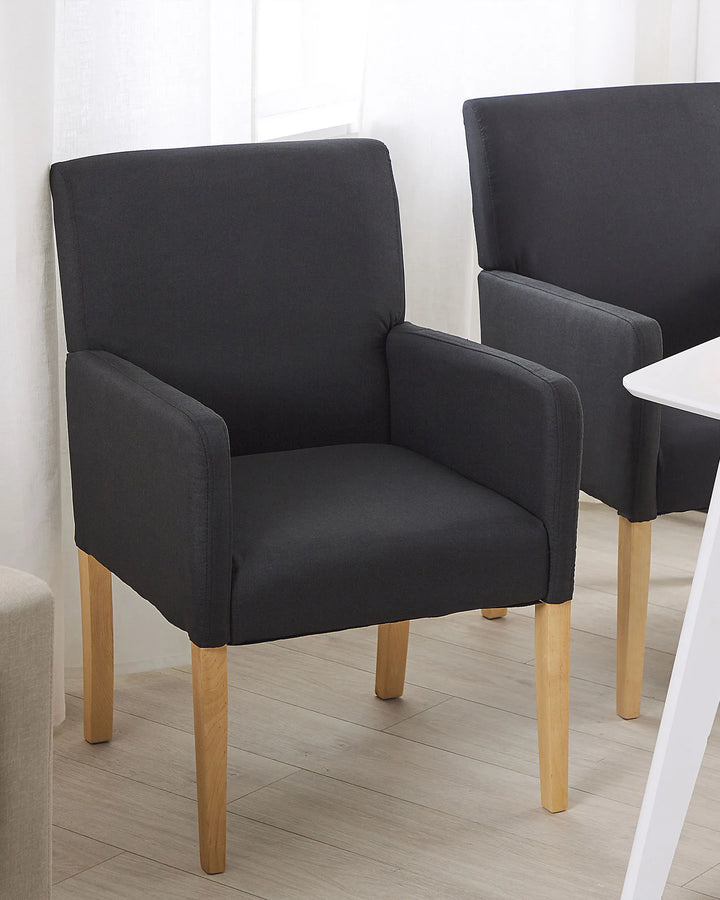 Dining Chair Fabric Black Jean