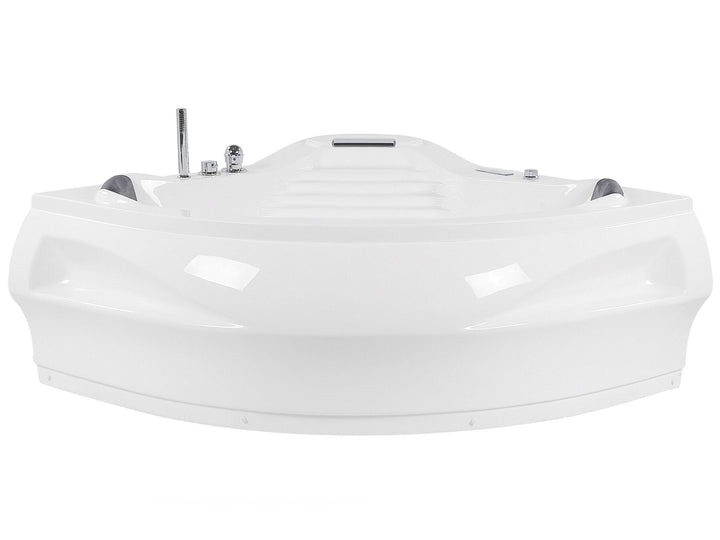 Whirlpool Corner Bath with LED and Bluetooth Speaker 2100 x 1450 mm White Monaco