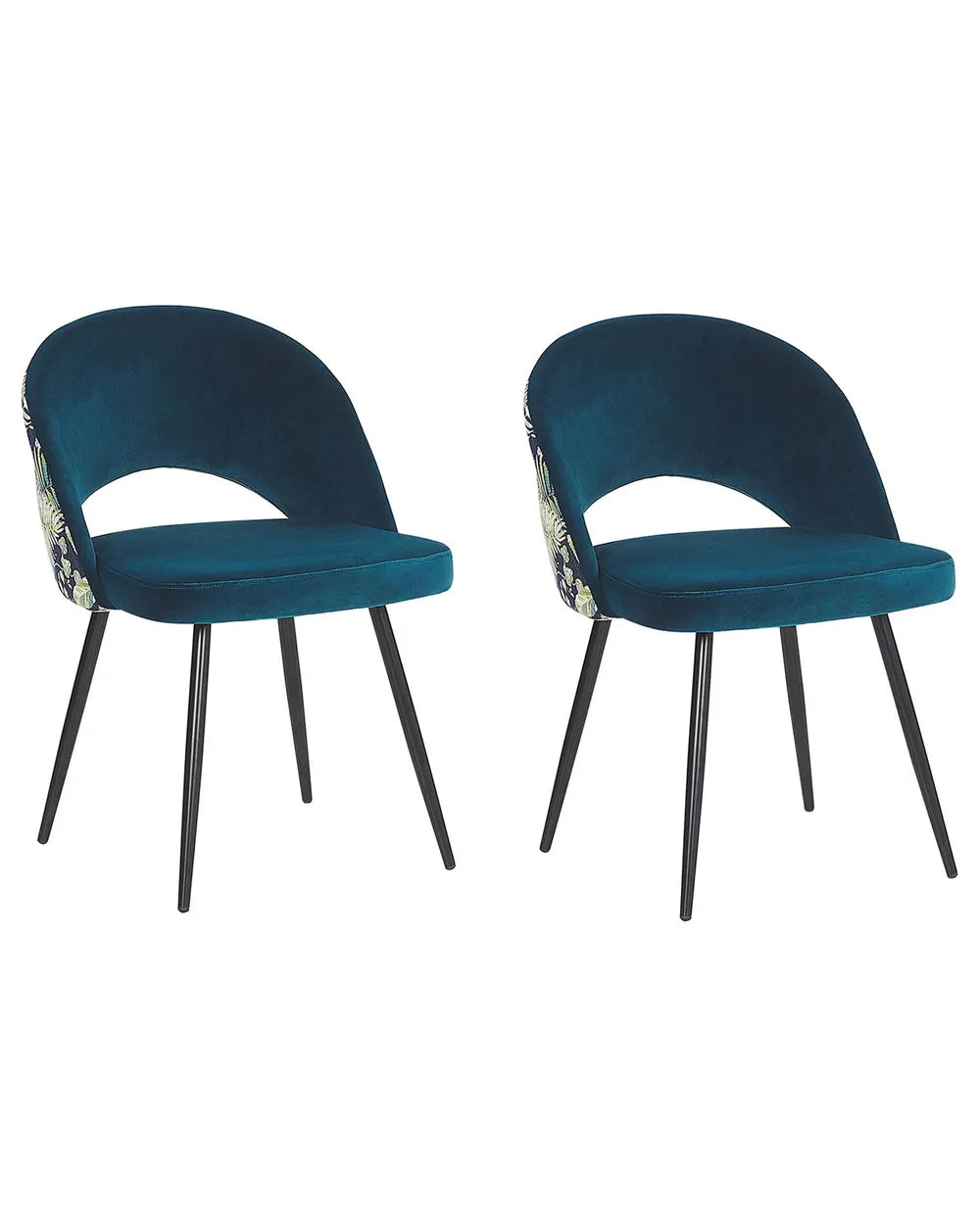 Set of 2 Dining Chairs Velvet Sea Blue Maurice