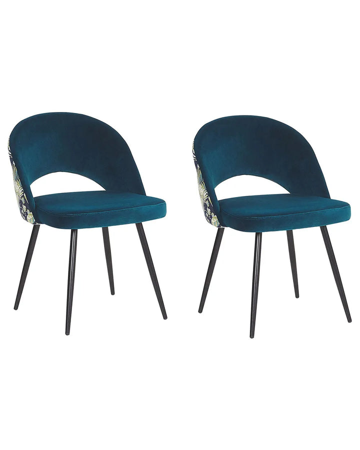 Set of 2 Dining Chairs Velvet Sea Blue Maurice
