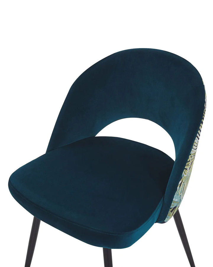 Set of 2 Dining Chairs Velvet Sea Blue Maurice
