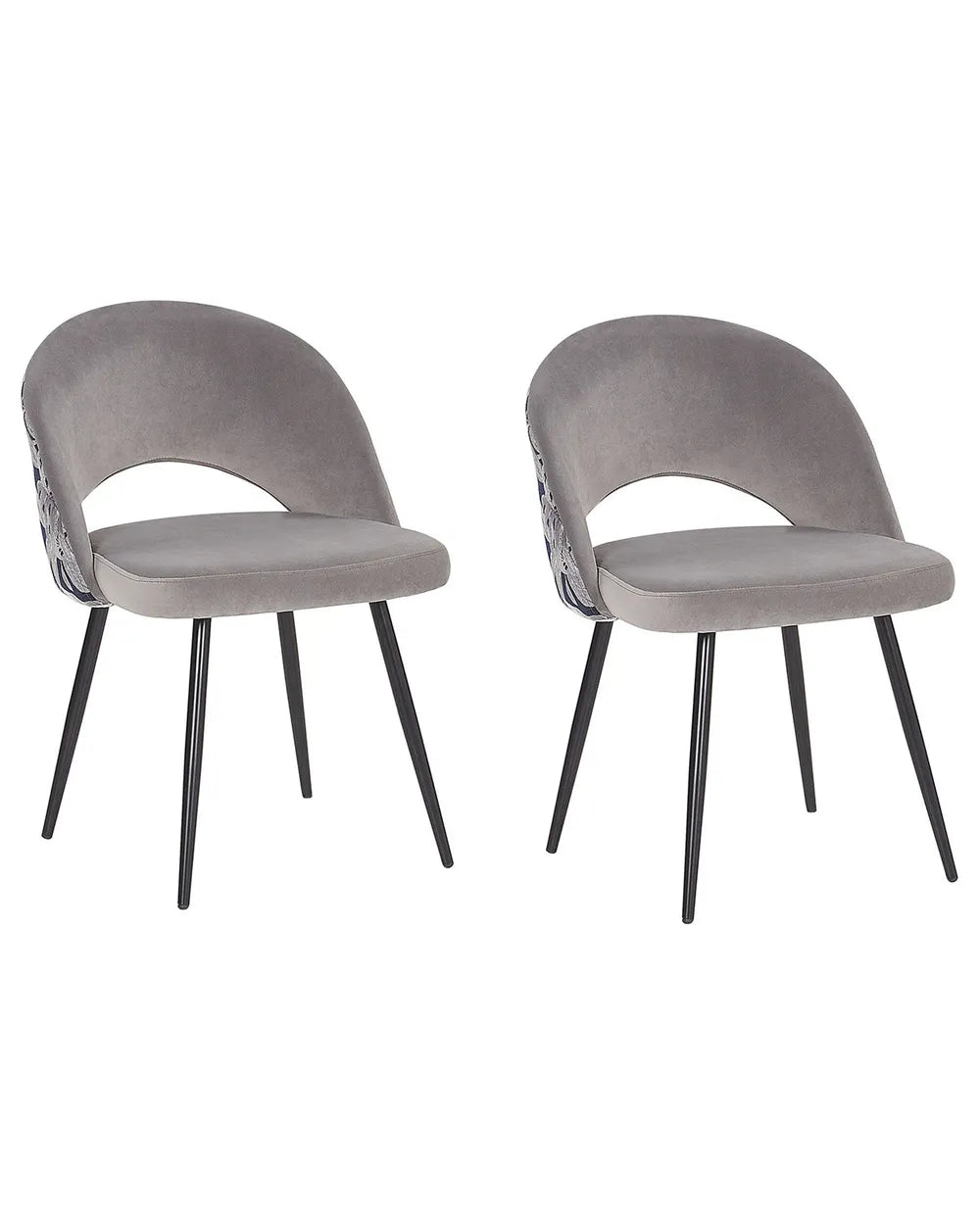 Set of 2 Dining Chairs Velvet Grey Maurice