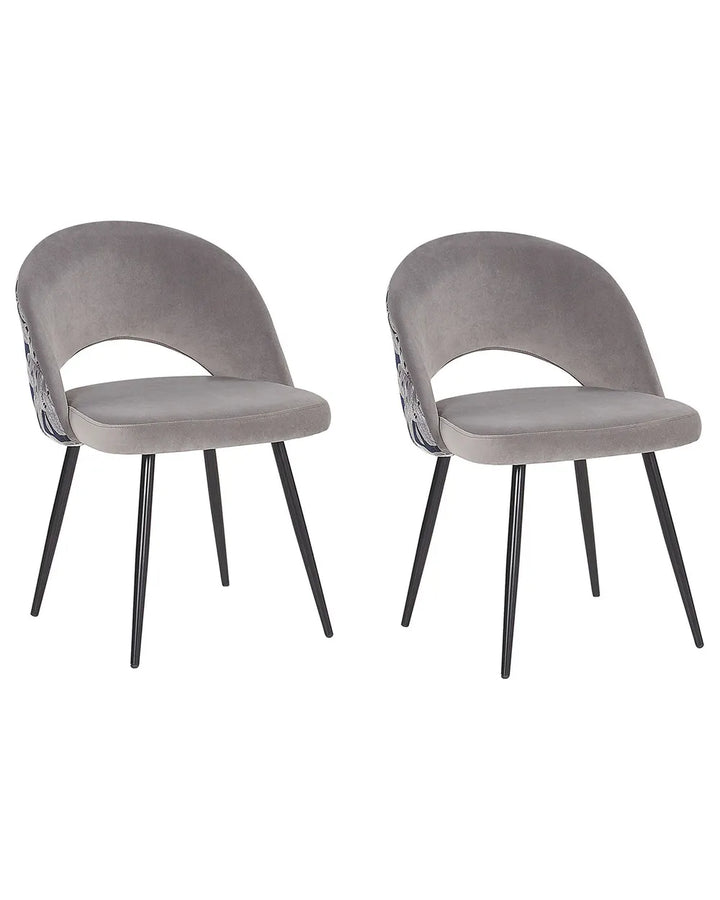 Set of 2 Dining Chairs Velvet Grey Maurice
