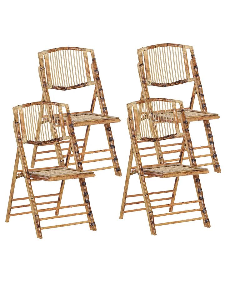 Set of 4 Dining Chairs Folding Bamboo Natural Brey