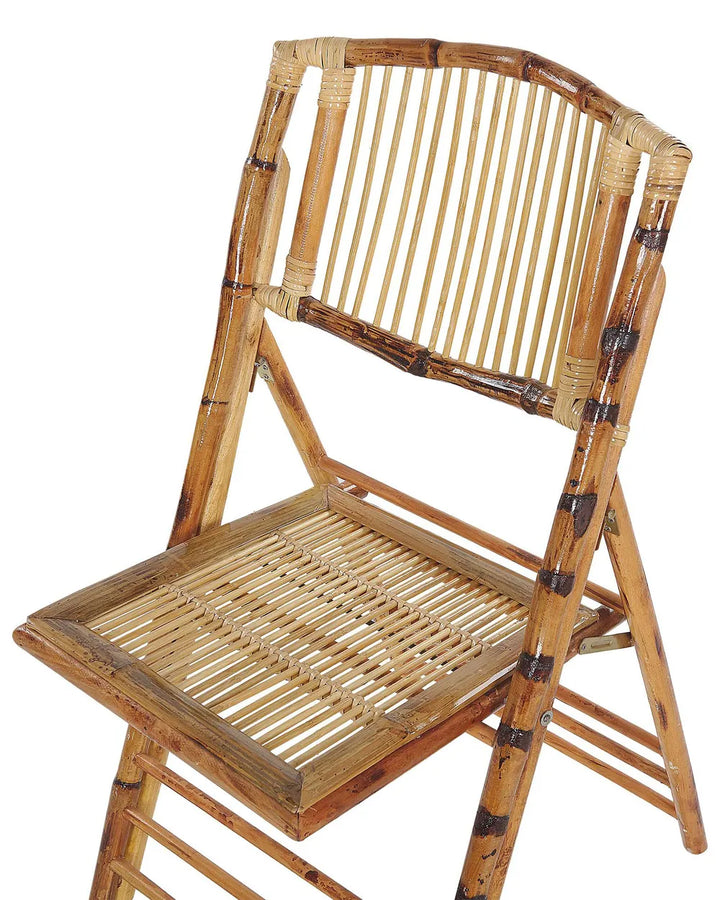 Set of 4 Dining Chairs Folding Bamboo Natural Brey