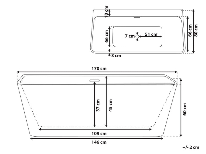Bath 1700 x 800 mm Black Hassel