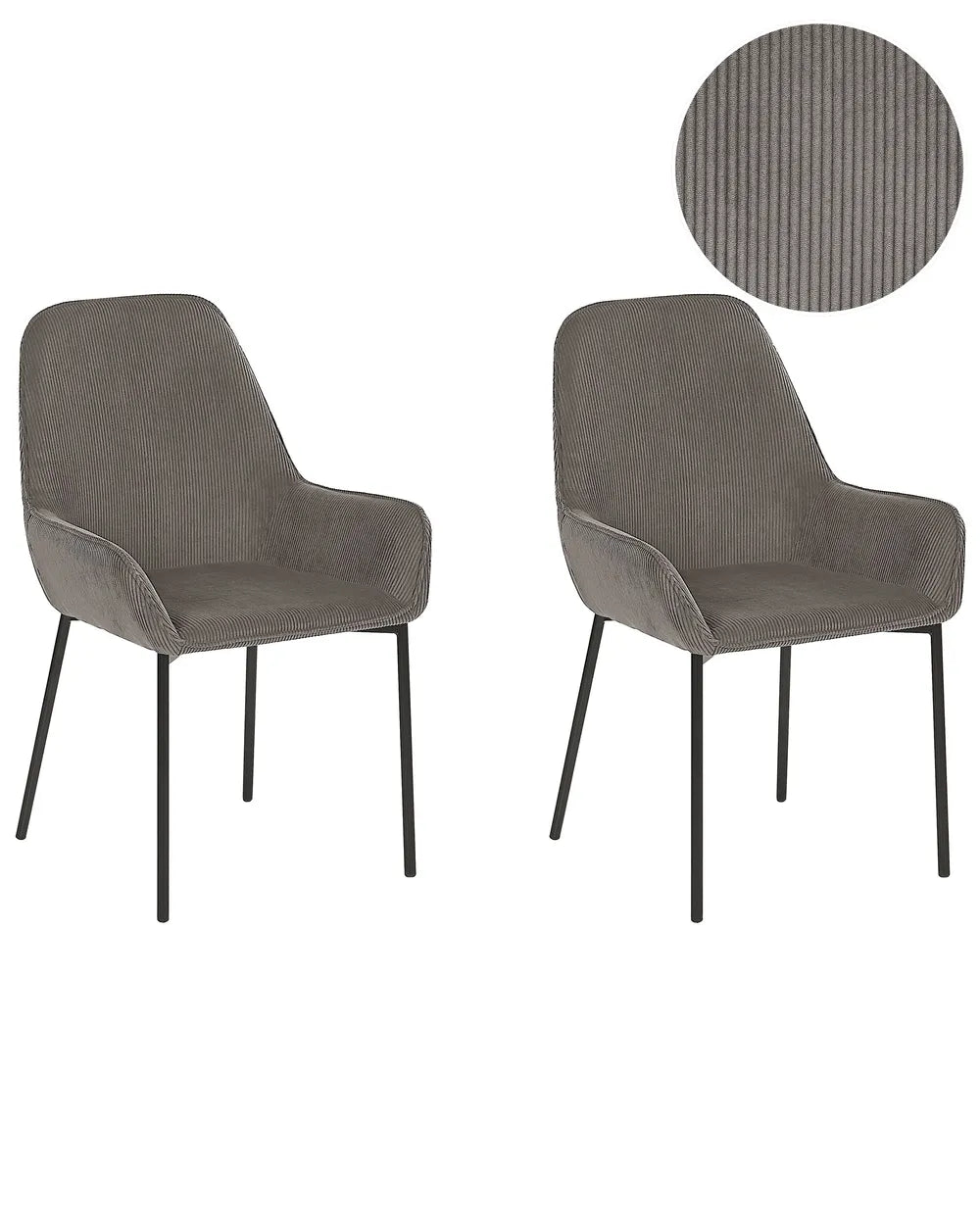 Set of 2 Dining Chairs Corduroy Grey Ophelia