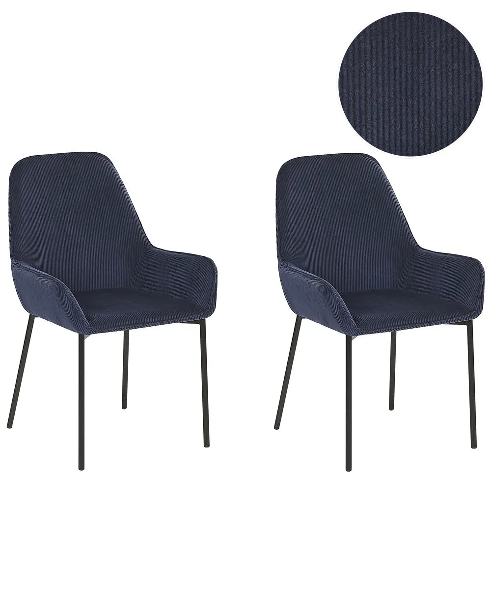Set of 2 Dining Chairs Corduroy Dark Blue Ophelia