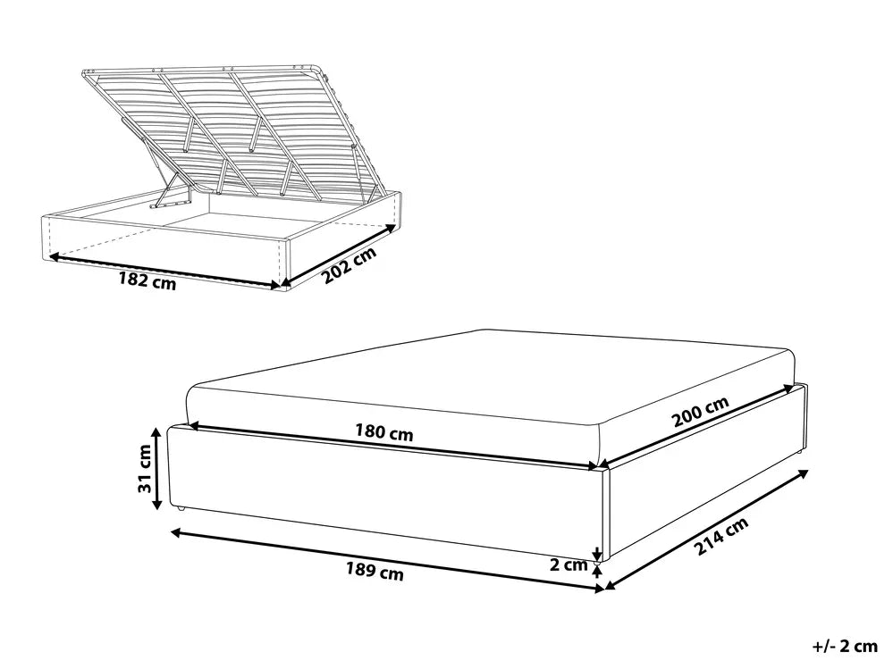 Ottoman Bed without Headboard Fabric 180 x 200 cm (EU Super King) Light Brown Miley