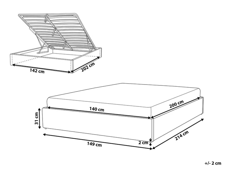 Ottoman Bed without Headboard Fabric 140 x 200 cm (EU Double) Dark Grey Miley