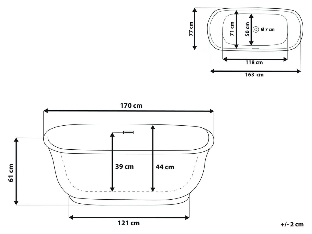 Freestanding Bath 1700 x 770 mm White Ttesoro