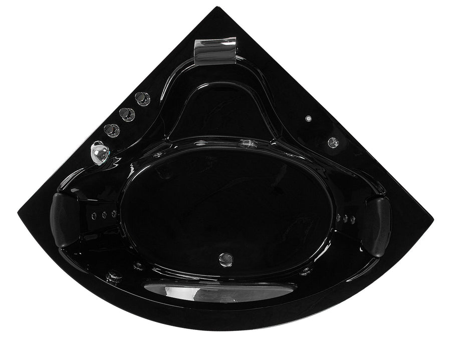 Whirlpool Corner Bath with LED 2050 x 1460 mm Black Tocoa