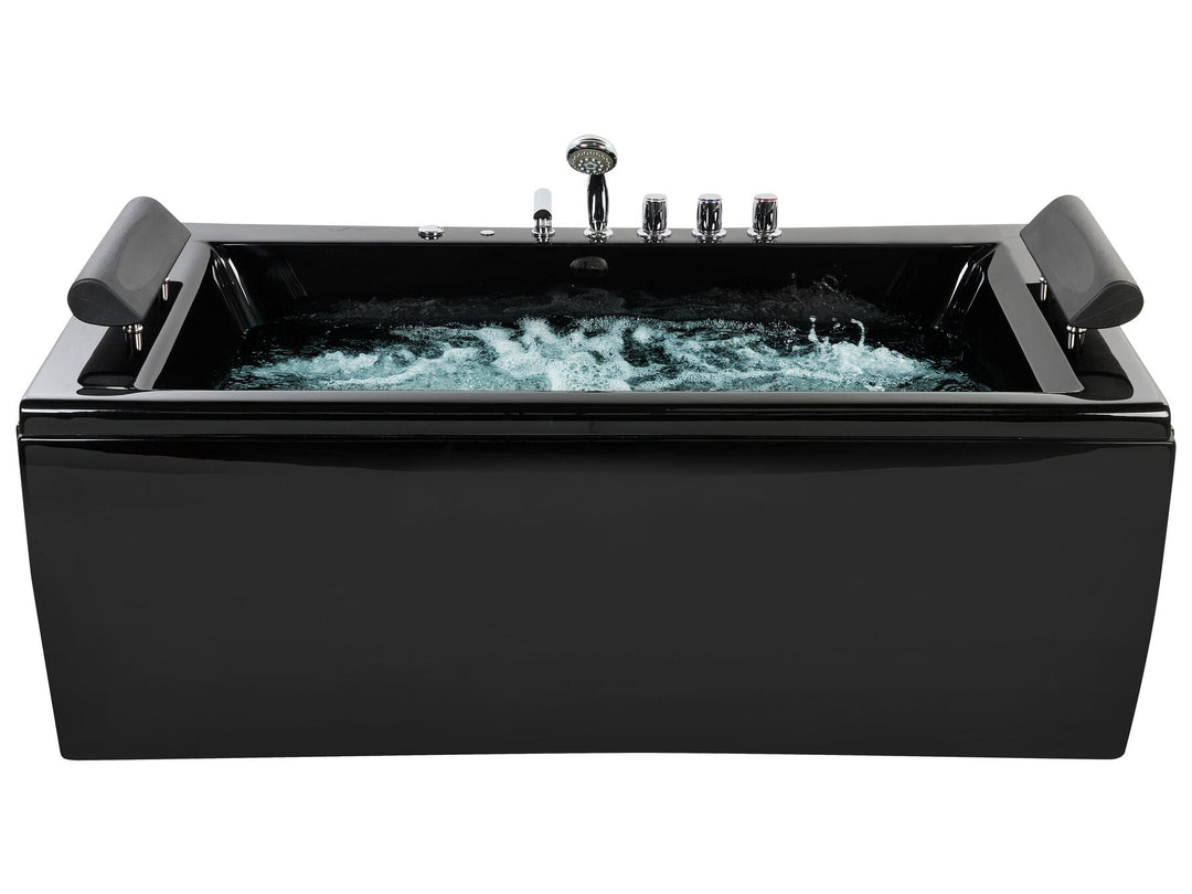 Whirlpool Bath with LED 1720 x 830 mm Black Montego